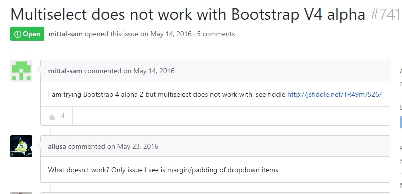 Multiselect does  not really  function with Bootstrap V4 alpha