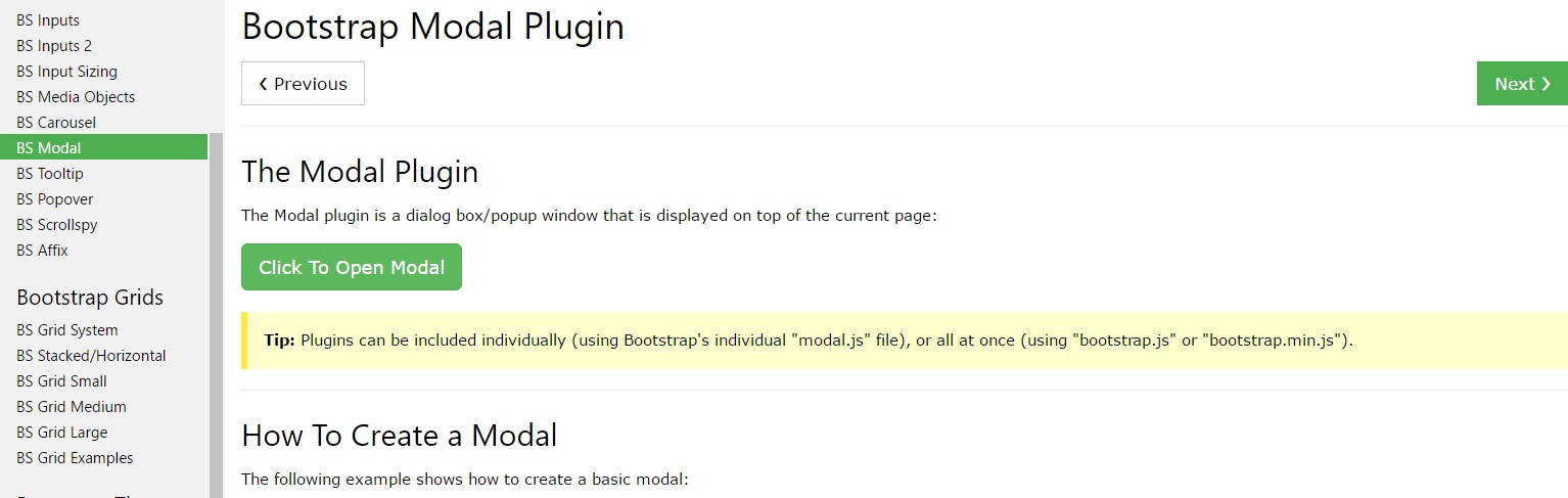 Bootstrap Modal Popup:  training  information