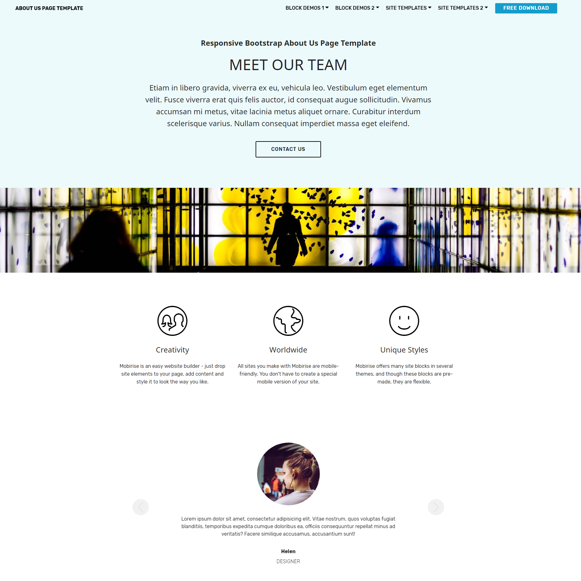 Free Download Bootstrap  About Us  Templates